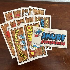 Lot of 12 Topps 1982 Smurfs Super Cards Vintage Ephemera